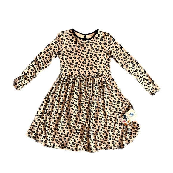 KicKee Pants Long Sleeve Twirl Dress in Suede Cheetah Print w/ UPF Girls L 10/12 - Picture 1 of 8